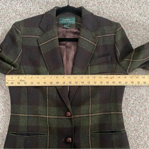 Lauren Ralph Lauren Wool Green Plaid Blazer - Picture 8 of 8
